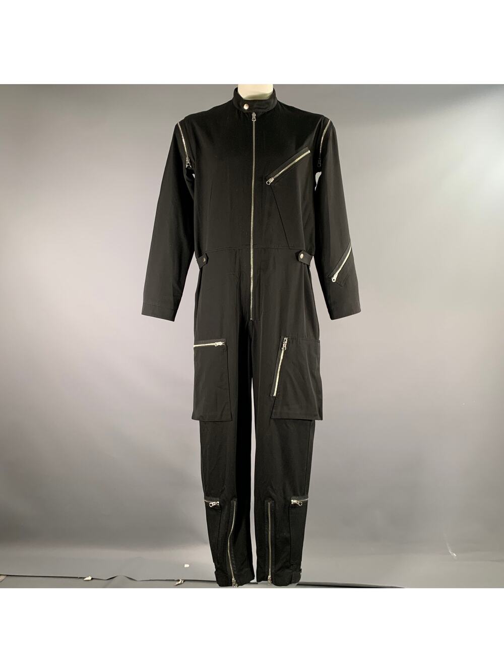 JIL SANDER Size 38 Black Wool Zip Up Jumpsuits & Overalls